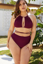 Cargar imagen en el visor de la galería, Plus Size Cutout Tied Backless Bikini Set