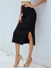 Load image into Gallery viewer, Chic Ribbed Side Slit Midi Skirt