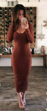 Load image into Gallery viewer, Lovely V Neck Long Sleeve Fitted Dress