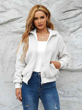 Cargar imagen en el visor de la galería, Zip Up Collared Neck Long Sleeve Jacket