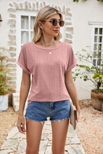 Load image into Gallery viewer, Full Size Round Neck Eyelet Short Sleeve Top