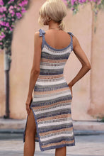 Cargar imagen en el visor de la galería, Striped Tie Shoulder Split Cover Up Dress