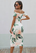 Cargar imagen en el visor de la galería, Printed Off-Shoulder Split Dress