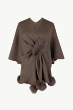 Cargar imagen en el visor de la galería, Surplice Neck Pom-Pom Trim Poncho