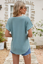 Load image into Gallery viewer, Full Size Round Neck Eyelet Short Sleeve Top