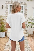 Load image into Gallery viewer, Full Size Round Neck Eyelet Short Sleeve Top