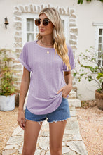 Load image into Gallery viewer, Full Size Round Neck Eyelet Short Sleeve Top