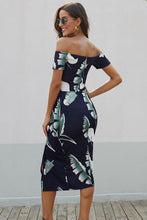 Cargar imagen en el visor de la galería, Printed Off-Shoulder Split Dress