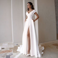 Load image into Gallery viewer, Modest V-Neck Sweep Trian Wedding Dress