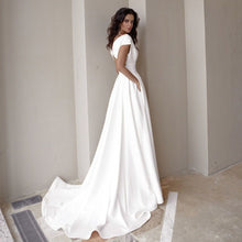 Load image into Gallery viewer, Modest V-Neck Sweep Trian Wedding Dress