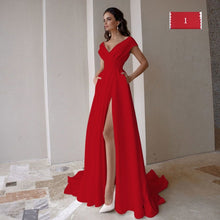 Load image into Gallery viewer, Modest V-Neck Sweep Trian Wedding Dress