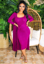 Load image into Gallery viewer, Sleeveless Bodycon Dress & Cardigan Set