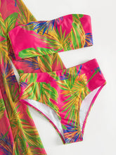 Load image into Gallery viewer, Botanical Print Tube Top, Swim Bottoms, and Cover Up Set

