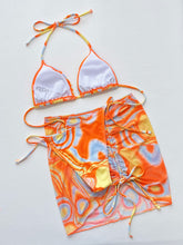 Cargar imagen en el visor de la galería, Multicolored Drawstring Ruched 3 Piece Swim Set
