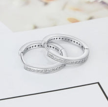 Load image into Gallery viewer, Paved Circle Sterling Silver Round Hoop Earrings
