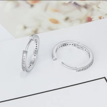Load image into Gallery viewer, Paved Circle Sterling Silver Round Hoop Earrings
