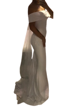Load image into Gallery viewer, Simple Crepe Sweep Off Shoulders Backless Mermaid Bridal Gown
