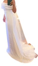 Load image into Gallery viewer, Simple Crepe Sweep Off Shoulders Backless Mermaid Bridal Gown
