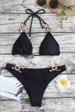 Load image into Gallery viewer, Chain Detail Tied Halter Neck Bikini Set

