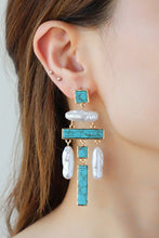 Load image into Gallery viewer, Turquoise Alloy Earrings
