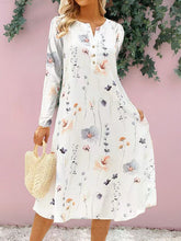Load image into Gallery viewer, Floral Notched Long Sleeve Midi Dress
