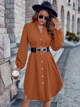 Load image into Gallery viewer, Notched Neck Long Sleeve Dress
