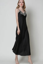 Load image into Gallery viewer, Full Size Lace Trim V-Neck Spaghetti Strap Satin Night Dress
