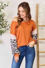 Load image into Gallery viewer, Double Take Leopard Long Sleeve Round Neck Sweatshirt
