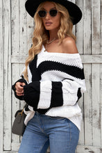 Load image into Gallery viewer, Chevron Cable-Knit V-Neck Tunic Sweater
