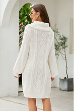 Load image into Gallery viewer, Mixed Knit Turtleneck Lantern Sleeve Sweater Dress
