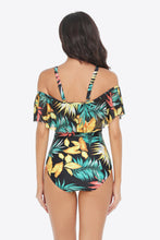 Load image into Gallery viewer, Botanical Print Cold-Shoulder Layered One-Piece Swimsuit
