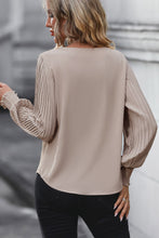 Load image into Gallery viewer, Pleated Lantern Sleeve V-Neck Blouse
