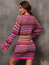 Load image into Gallery viewer, Multicolored Stripe Dropped Shoulder Sweater Dress
