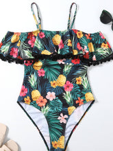 Load image into Gallery viewer, Botanical Print Cold-Shoulder One-Piece Swimsuit
