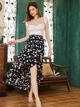 Load image into Gallery viewer, Printed Ruffled Front Slit Skirt
