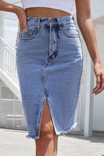 Load image into Gallery viewer, Buttoned Slit Denim Skirt
