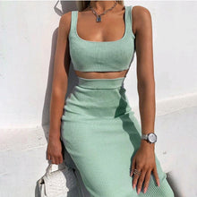 Load image into Gallery viewer, Knitted Crop Top &amp; Skirt Set
