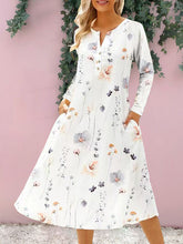 Cargar imagen en el visor de la galería, Floral Notched Long Sleeve Midi Dress
