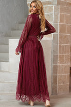 Load image into Gallery viewer, Scalloped Hem Flounce Sleeve Lace V-Neck Maxi Dress
