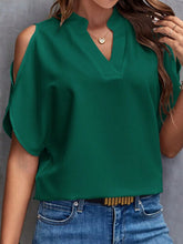 Load image into Gallery viewer, Notched Cold Shoulder Blouse
