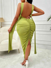Load image into Gallery viewer, Exotic Backless Ruched Dress
