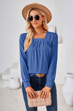 Load image into Gallery viewer, Square Neck Ruched Long Sleeve Blouse
