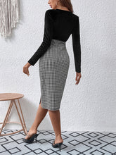 Load image into Gallery viewer, Surplice Neck Houndstooth Dress
