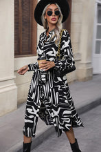 Load image into Gallery viewer, Black &amp; White Tie Front Shirt Dress

