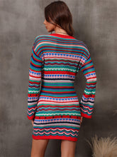 Cargar imagen en el visor de la galería, Multicolored Stripe Dropped Shoulder Sweater Dress
