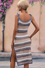 Load image into Gallery viewer, Striped Tie Shoulder Split Cover Up Dress
