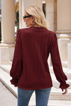 Load image into Gallery viewer, Notched Neck Flounce Sleeve Blouse
