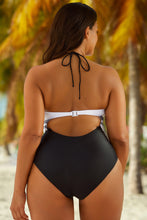 Load image into Gallery viewer, Contrast Halter Neck One-Piece Swimsuit
