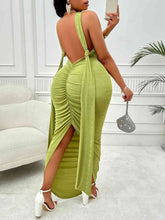 Load image into Gallery viewer, Exotic Backless Ruched Dress
