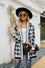 Load image into Gallery viewer, Houndstooth Open Front Longline Cardigan
